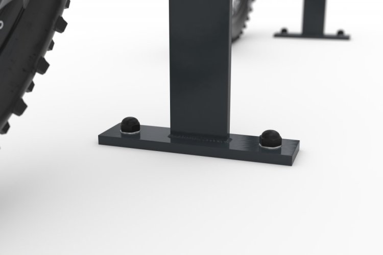 Opěrný stojan na kolo k přišroubování s příčkou - lakovaný - Detail patky - 5600