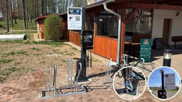 Servisní stanice pro kola s nabíjecí stanicí pro elektrokola - METASCORE_Miletín_Sportovní areál